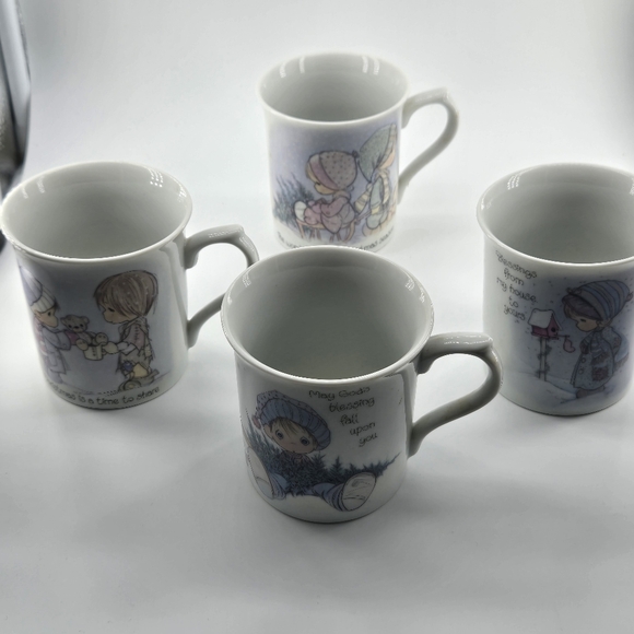 Precious Moments Vintage Christmas Mugs 1984, Set of 4, NWT - Picture 2 of 9